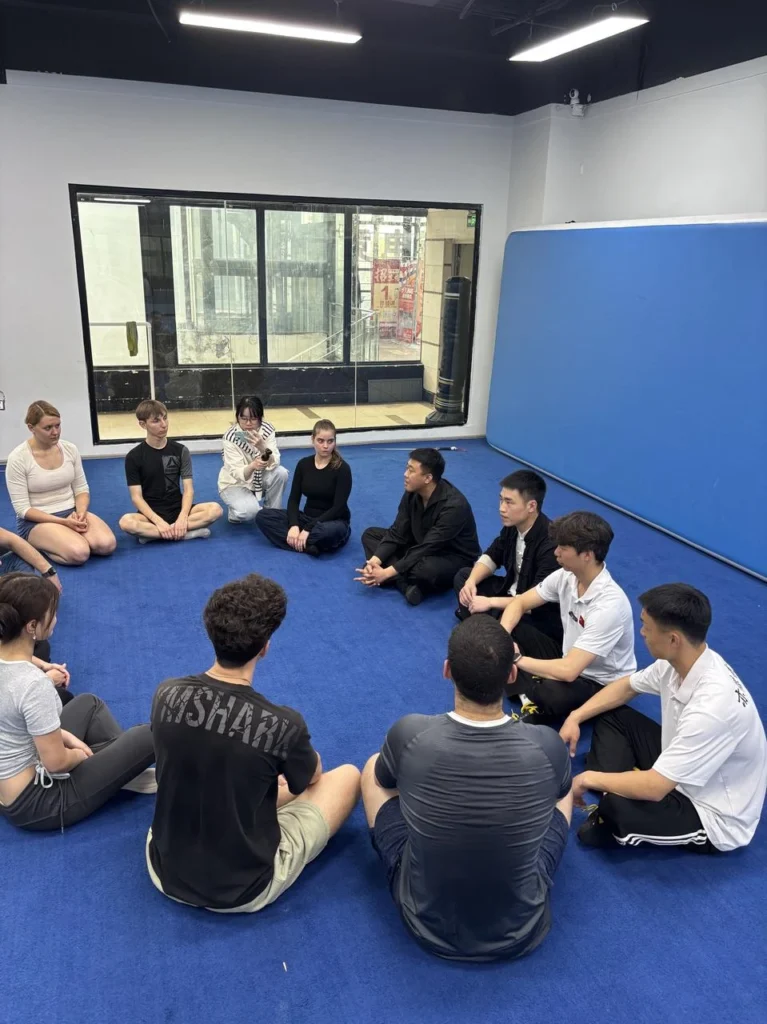 group of au pair student at a Kungfu event in China Chengdu