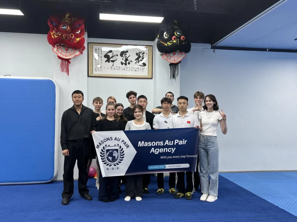 group of au pair student at a Kungfu event in China Chengdu with Masons Au Pair