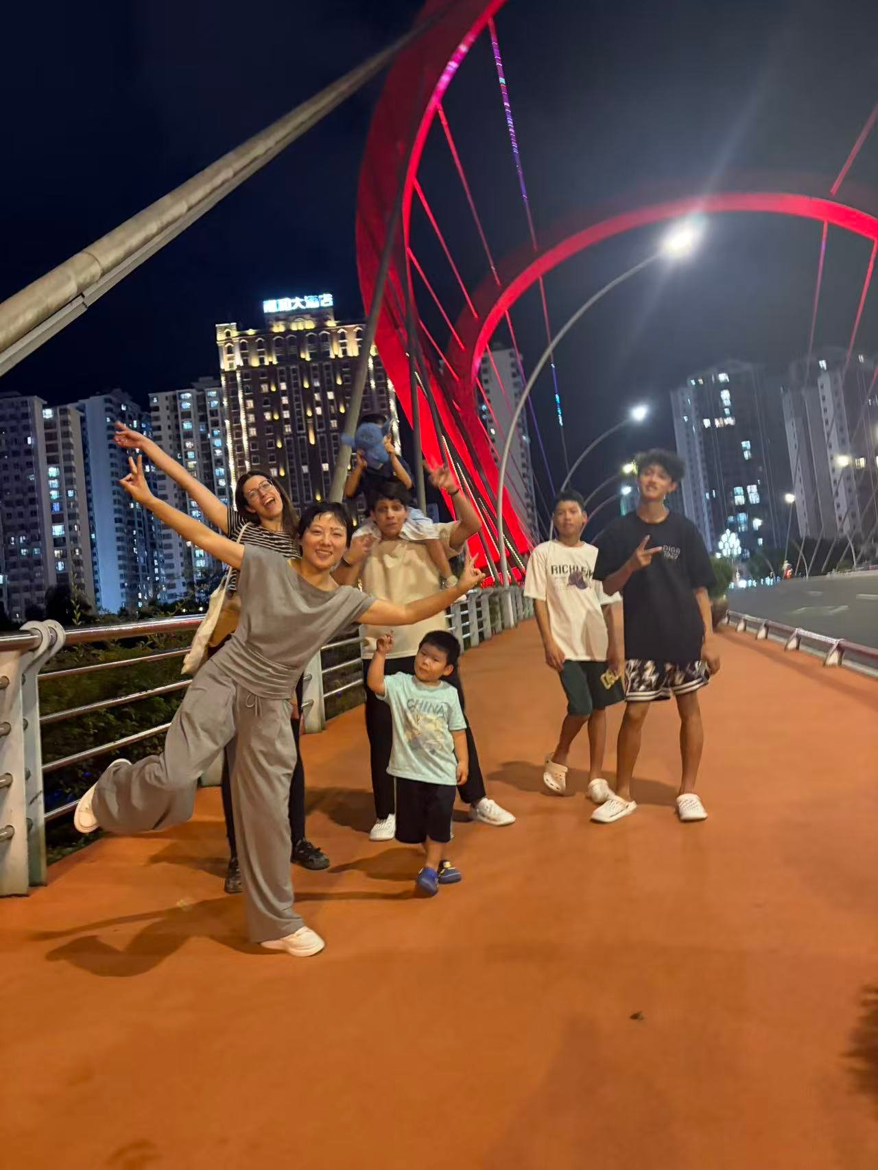 Michele with his host family on an evening walk