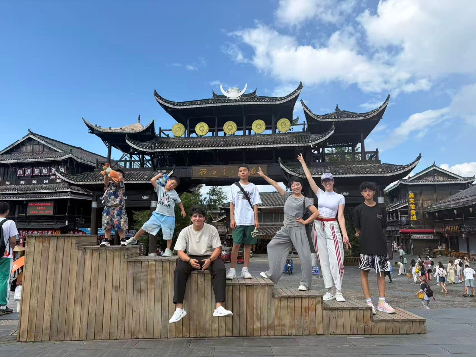 Michele with his host family at Xijiang Miao Village