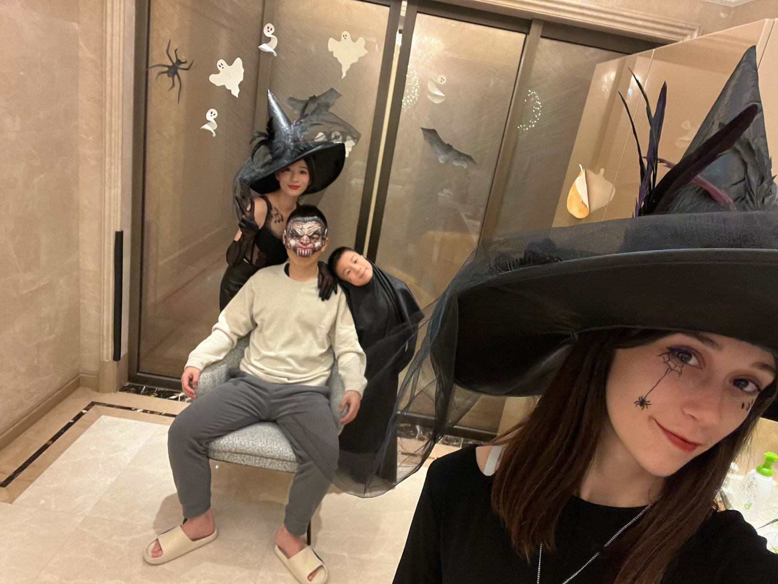 Nadya celebrating Halloween with her host family